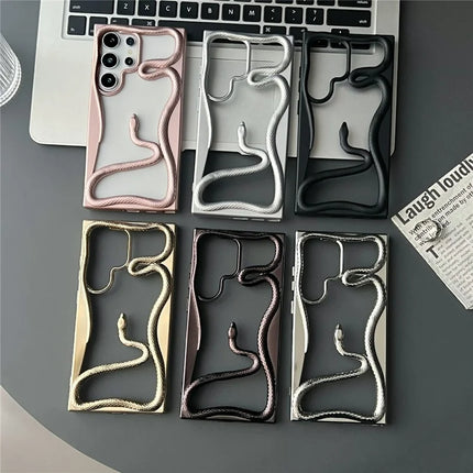 For Samsung Galaxy S22 Ultra 5G Bumper Case Hollow Snake Design TPU Phone Cover