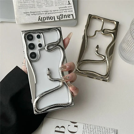 For Samsung Galaxy S22 Ultra 5G Bumper Case Hollow Snake Design TPU Phone Cover
