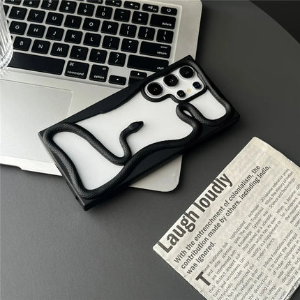 For Samsung Galaxy S22 Ultra 5G Bumper Case Hollow Snake Design TPU Phone Cover