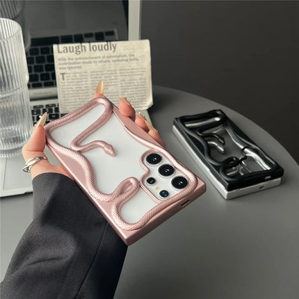 For Samsung Galaxy S22 Ultra 5G Bumper Case Hollow Snake Design TPU Phone Cover