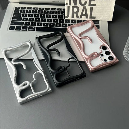 For Samsung Galaxy S22 Ultra 5G Bumper Case Hollow Snake Design TPU Phone Cover