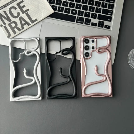 For Samsung Galaxy S22 Ultra 5G Bumper Case Hollow Snake Design TPU Phone Cover