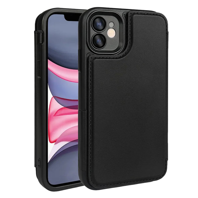 For iPhone 11 Magnetic Case RCS Eco Friendly Flip Phone Cover with Kickstand RFID Blocking - Black