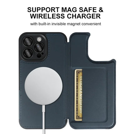 For iPhone 13 Pro Max Magnetic Case RCS Eco Friendly Flip Phone Cover with Kickstand RFID Blocking