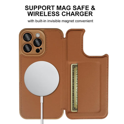 For iPhone 13 Pro Max Magnetic Case RCS Eco Friendly Flip Phone Cover with Kickstand RFID Blocking