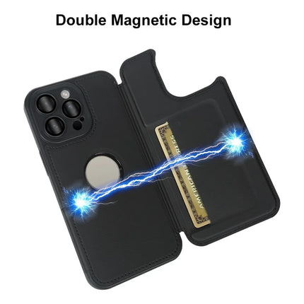 For iPhone 15 Pro Max Magnetic Case RCS Eco Friendly Flip Phone Cover with Kickstand RFID Blocking