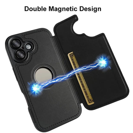 For iPhone 16 Magnetic Case RCS Eco Friendly Flip Phone Cover with Kickstand RFID Blocking