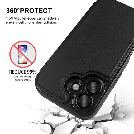 For iPhone 16 Magnetic Case RCS Eco Friendly Flip Phone Cover with Kickstand RFID Blocking