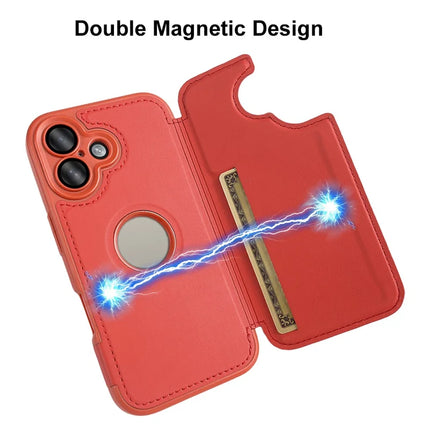For iPhone 16 Magnetic Case RCS Eco Friendly Flip Phone Cover with Kickstand RFID Blocking