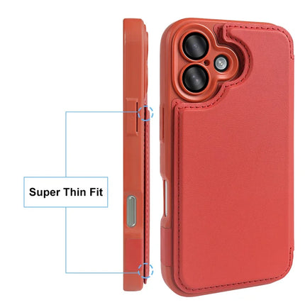 For iPhone 16 Magnetic Case RCS Eco Friendly Flip Phone Cover with Kickstand RFID Blocking