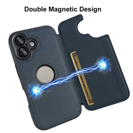 For iPhone 16 Magnetic Case RCS Eco Friendly Flip Phone Cover with Kickstand RFID Blocking