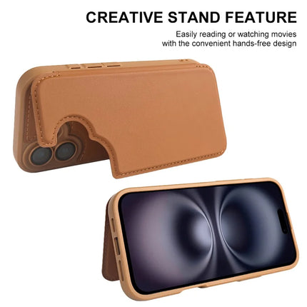 For iPhone 16 Magnetic Case RCS Eco Friendly Flip Phone Cover with Kickstand RFID Blocking