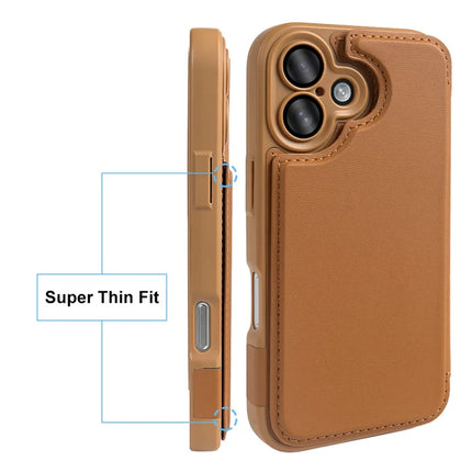 For iPhone 16 Magnetic Case RCS Eco Friendly Flip Phone Cover with Kickstand RFID Blocking