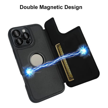 For iPhone 16 Pro Max Magnetic Case RCS Eco Friendly Flip Phone Cover with Kickstand RFID Blocking