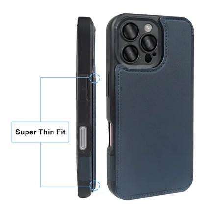 For iPhone 16 Pro Max Magnetic Case RCS Eco Friendly Flip Phone Cover with Kickstand RFID Blocking