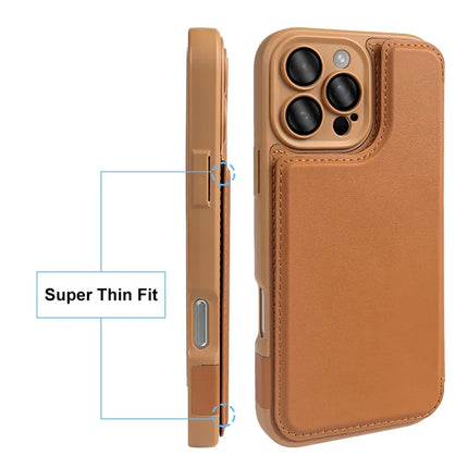 For iPhone 16 Pro Max Magnetic Case RCS Eco Friendly Flip Phone Cover with Kickstand RFID Blocking
