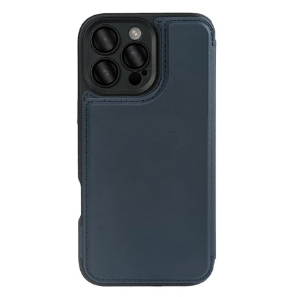 For iPhone 16 Pro Magnetic Case RCS Eco Friendly Flip Phone Cover with Kickstand RFID Blocking