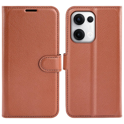 For Oppo Reno13 5G (Global) Case Litchi Texture Shockproof Leather Wallet Phone Cover - Brown