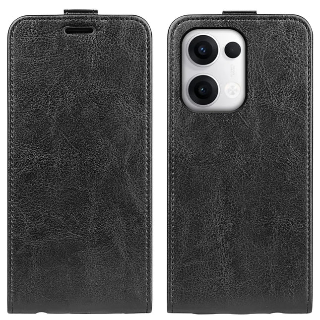 For Oppo Reno13 5G (Global) Case with Card Slots Vertical Flip Leather Phone Cover - Black