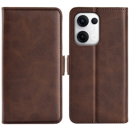 For Oppo Reno13 5G (Global) Stand Case Calf Texture Leather Wallet Phone Cover - Brown