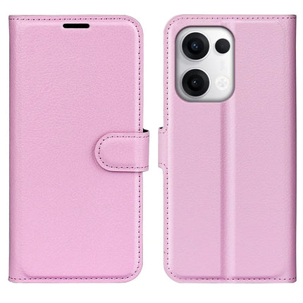 For Oppo Reno13 Pro 5G Case Litchi Texture Shockproof Leather Wallet Phone Cover - Pink