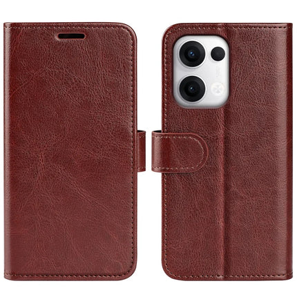For Oppo Reno13 Pro 5G Wallet Case Crazy Horse Texture Stand Leather Phone Cover - Brown
