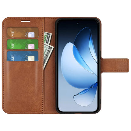 For Oppo Reno13 Pro 5G Stand Case Anti-Scratch Calf Texture Leather Phone Cover