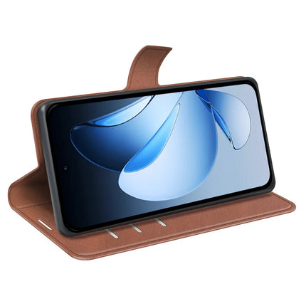 For Oppo Reno13 Pro 5G Stand Case Anti-Scratch Calf Texture Leather Phone Cover
