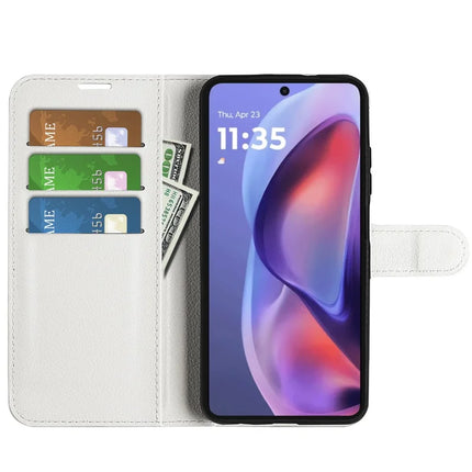 For Motorola Moto E15 4G Case Litchi Texture Shockproof Leather Wallet Phone Cover