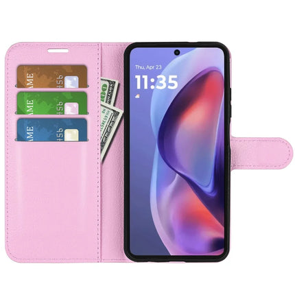 For Motorola Moto E15 4G Case Litchi Texture Shockproof Leather Wallet Phone Cover