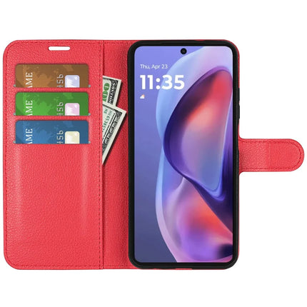 For Motorola Moto E15 4G Case Litchi Texture Shockproof Leather Wallet Phone Cover