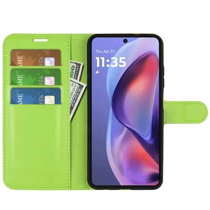 For Motorola Moto E15 4G Case Litchi Texture Shockproof Leather Wallet Phone Cover