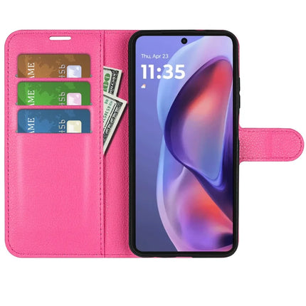 For Motorola Moto E15 4G Case Litchi Texture Shockproof Leather Wallet Phone Cover