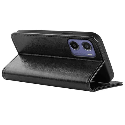 For Motorola Moto E15 4G Wallet Case Crazy Horse Texture Stand Leather Phone Cover