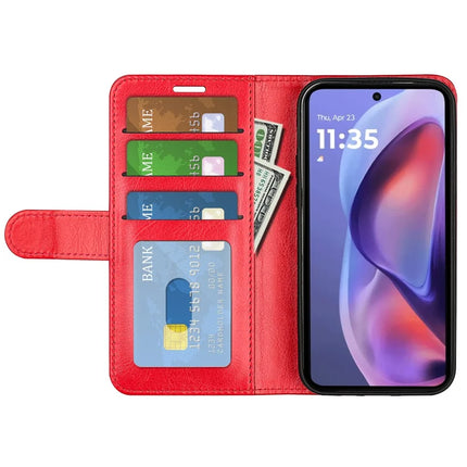 For Motorola Moto E15 4G Wallet Case Crazy Horse Texture Stand Leather Phone Cover