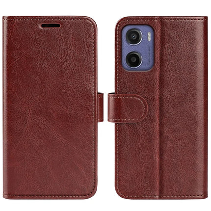 For Motorola Moto E15 4G Wallet Case Crazy Horse Texture Stand Leather Phone Cover - Brown