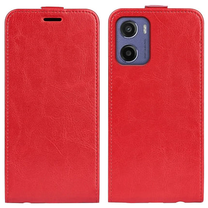 For Motorola Moto E15 4G Case with Card Slots Vertical Flip Leather Phone Cover - Red