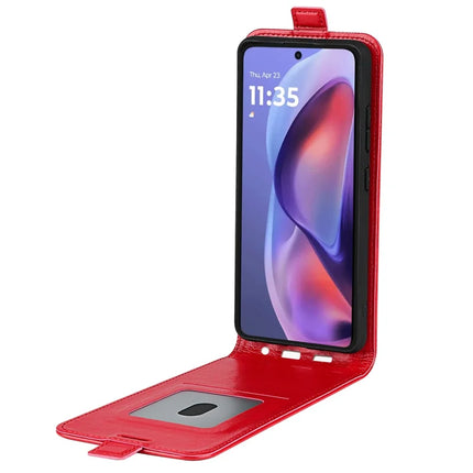 For Motorola Moto E15 4G Case with Card Slots Vertical Flip Leather Phone Cover