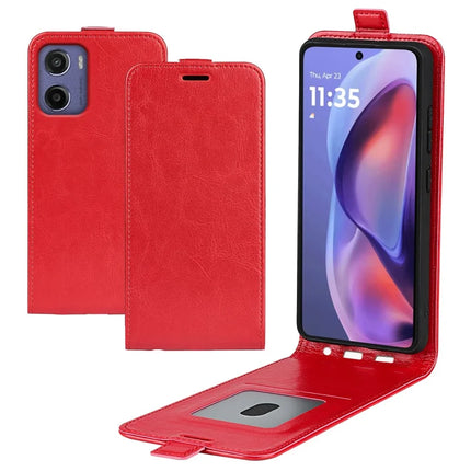 For Motorola Moto E15 4G Case with Card Slots Vertical Flip Leather Phone Cover