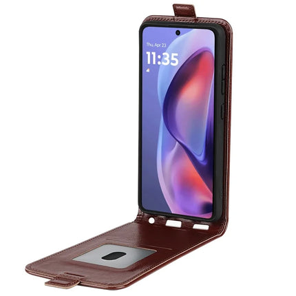 For Motorola Moto E15 4G Case with Card Slots Vertical Flip Leather Phone Cover