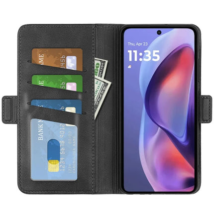 For Motorola Moto E15 4G Stand Case Calf Texture Leather Wallet Phone Cover