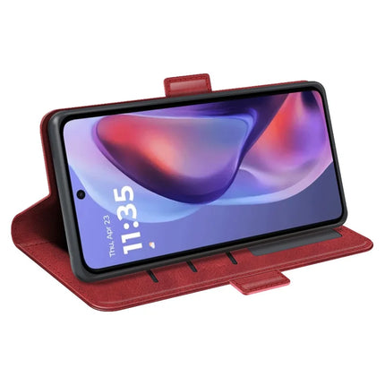 For Motorola Moto E15 4G Stand Case Calf Texture Leather Wallet Phone Cover