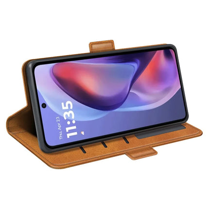 For Motorola Moto E15 4G Stand Case Calf Texture Leather Wallet Phone Cover