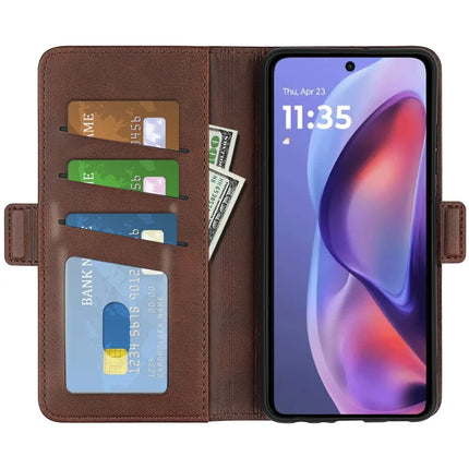 For Motorola Moto E15 4G Stand Case Calf Texture Leather Wallet Phone Cover