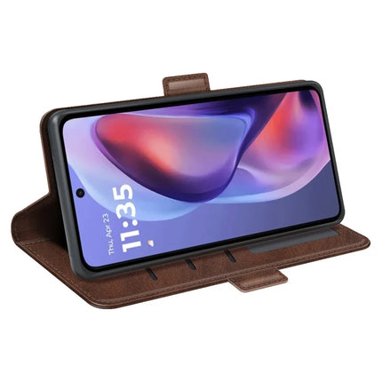 For Motorola Moto E15 4G Stand Case Calf Texture Leather Wallet Phone Cover