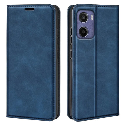 For Motorola Moto E15 4G Case Skin Touch Leather Wallet Phone Cover - Blue