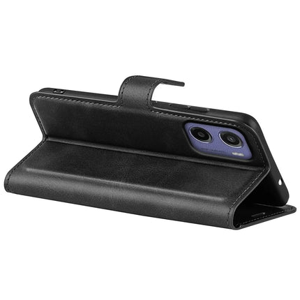 For Motorola Moto E15 4G Stand Case Anti-Scratch Calf Texture Leather Phone Cover