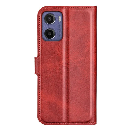 For Motorola Moto E15 4G Stand Case Anti-Scratch Calf Texture Leather Phone Cover
