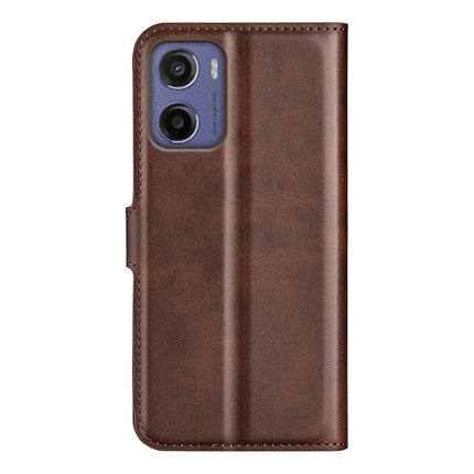 For Motorola Moto E15 4G Stand Case Anti-Scratch Calf Texture Leather Phone Cover