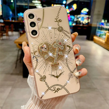 For Samsung Galaxy A15 4G / A15 5G Case Kickstand TPU+PC Rhinestones Decor Phone Cover